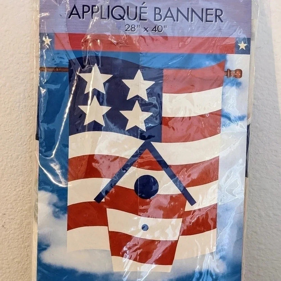 American Collection Applique Banner Decorative Birdhouse Flag Patriotic - Picture 3 of 3